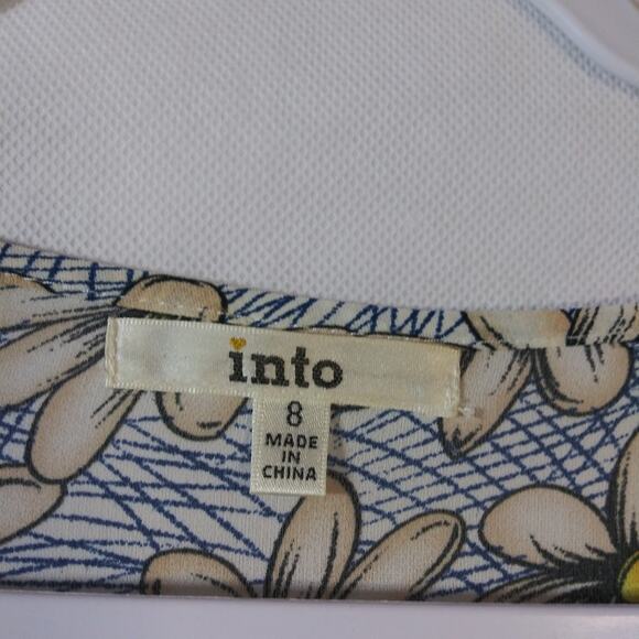 Into Blue Floral Daisy Print Long Sleeve Dress Size 8 - Picture 6 of 7